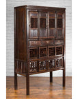 Chinese Qing 19th Century Brown Cabinet with Fretwork Doors and Three Drawers-2. Asian & Chinese Furniture, Art, Antiques, Vintage Home Décor for sale at FEA Home
