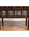 Chinese Qing 19th Century Brown Cabinet with Fretwork Doors and Three Drawers-9. Asian & Chinese Furniture, Art, Antiques, Vintage Home Décor for sale at FEA Home