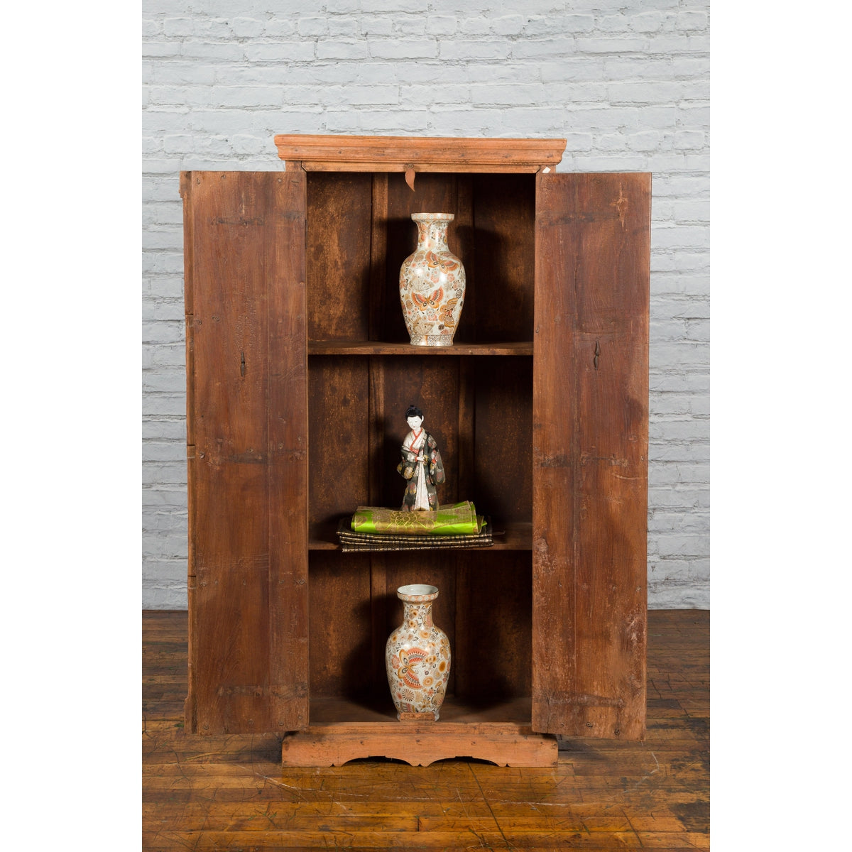 Mid 19th Century Indian Cabinet with Hand-Carved Floral Motifs and Iron Hardware-3. Asian & Chinese Furniture, Art, Antiques, Vintage Home Décor for sale at FEA Home