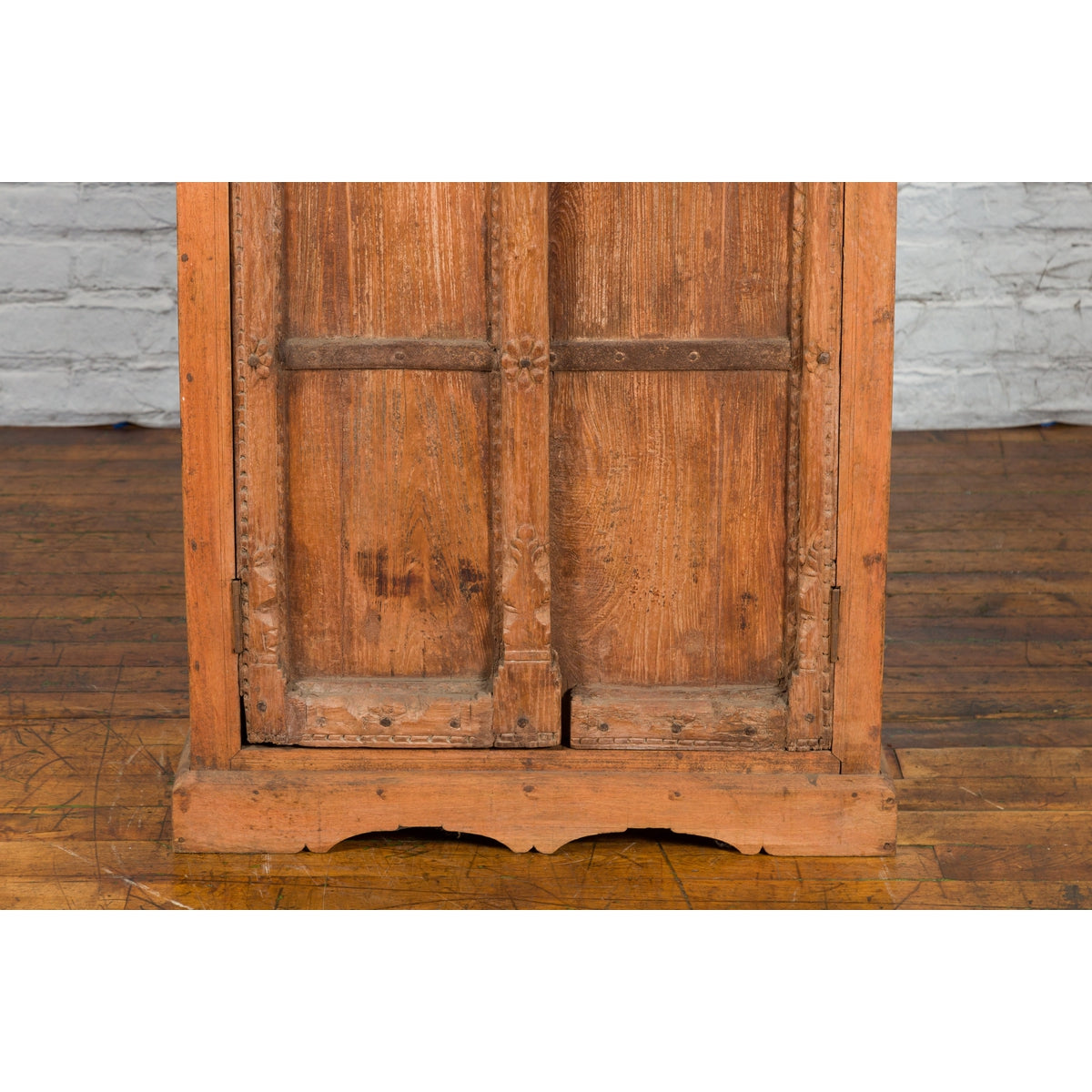 Mid 19th Century Indian Cabinet with Hand-Carved Floral Motifs and Iron Hardware-6. Asian & Chinese Furniture, Art, Antiques, Vintage Home Décor for sale at FEA Home