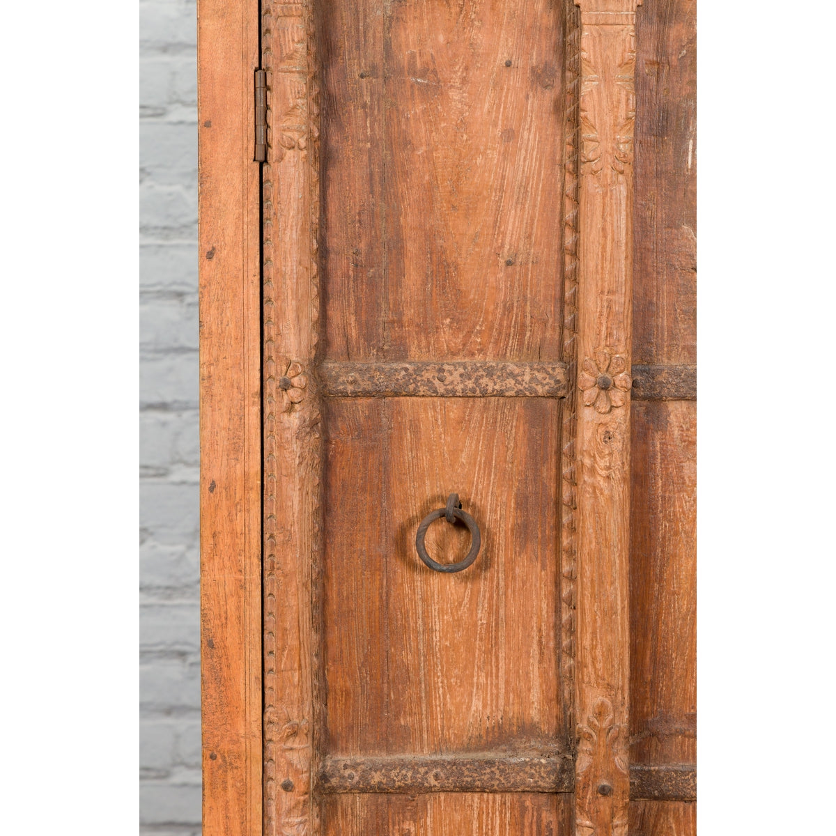 Mid 19th Century Indian Cabinet with Hand-Carved Floral Motifs and Iron Hardware-7. Asian & Chinese Furniture, Art, Antiques, Vintage Home Décor for sale at FEA Home