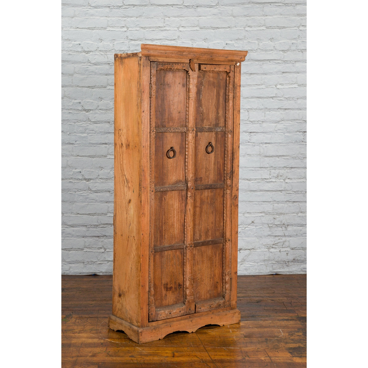 Mid 19th Century Indian Cabinet with Hand-Carved Floral Motifs and Iron Hardware-8. Asian & Chinese Furniture, Art, Antiques, Vintage Home Décor for sale at FEA Home