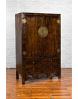 Chinese Qing Dynasty 19th Century Dark Brown Elm Cabinet with Doors and Drawers-3. Asian & Chinese Furniture, Art, Antiques, Vintage Home Décor for sale at FEA Home