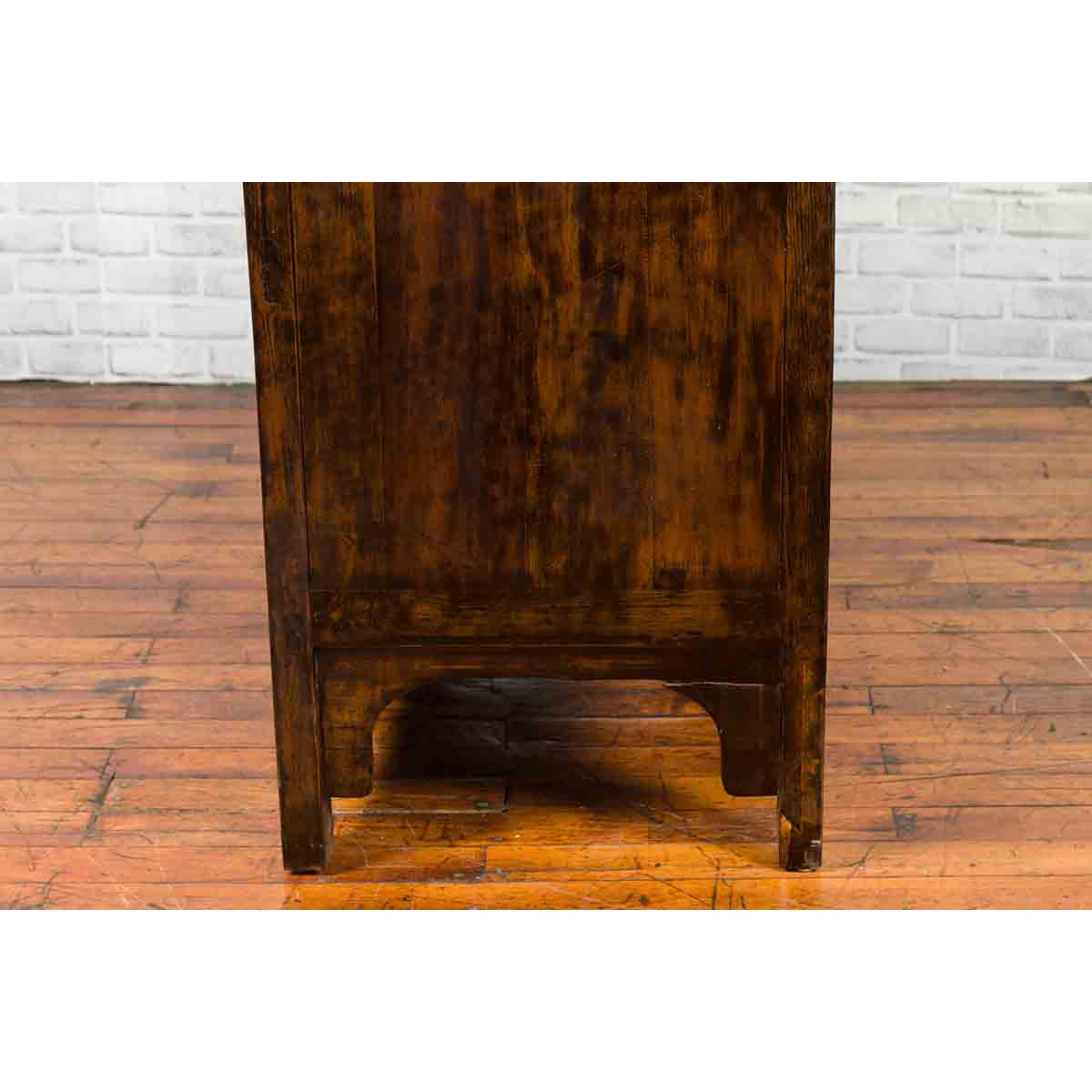 Chinese Qing Dynasty 19th Century Dark Brown Elm Cabinet with Doors and Drawers-14. Asian & Chinese Furniture, Art, Antiques, Vintage Home Décor for sale at FEA Home