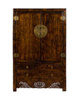 Chinese Qing Dynasty 19th Century Dark Brown Elm Cabinet with Doors and Drawers-1. Asian & Chinese Furniture, Art, Antiques, Vintage Home Décor for sale at FEA Home