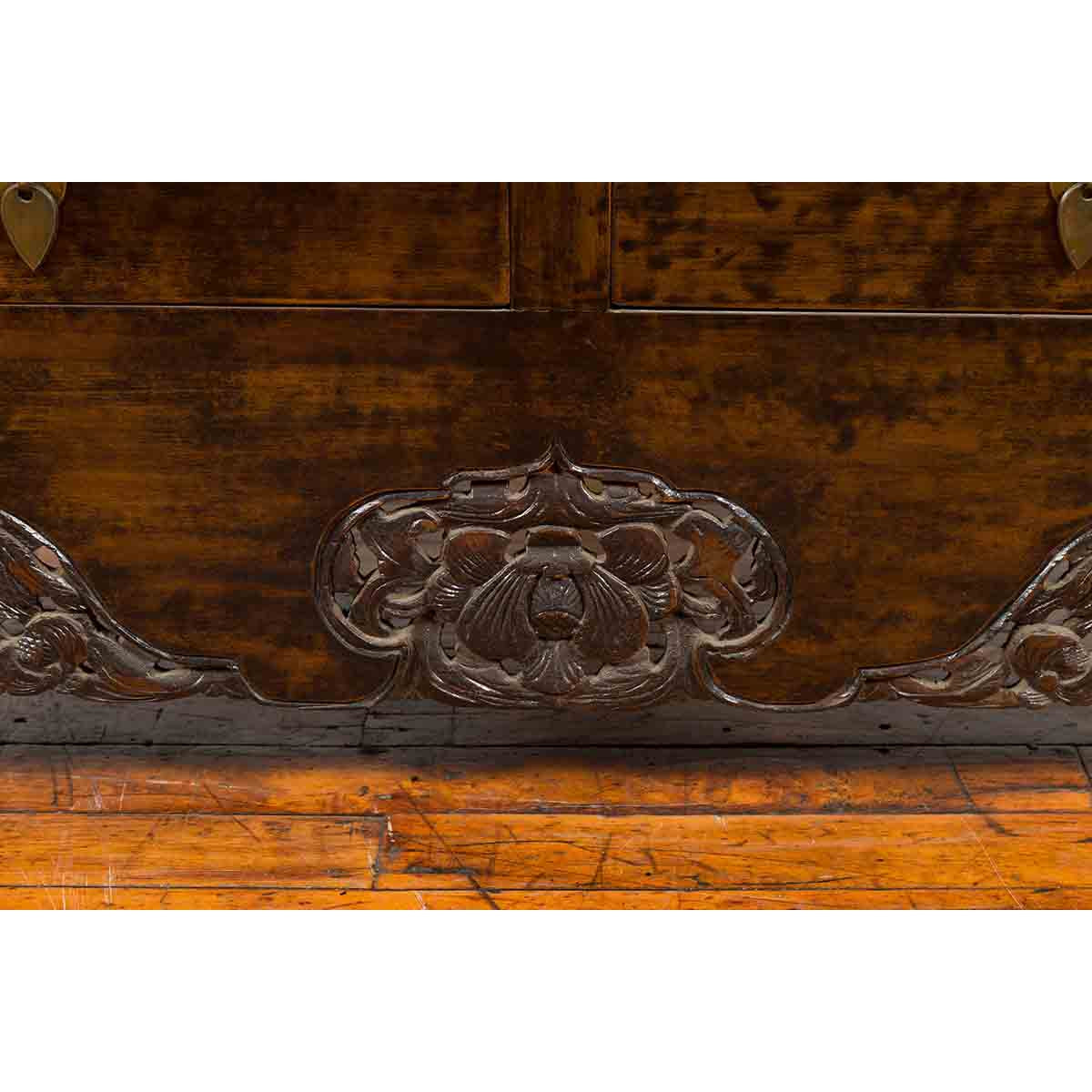 Chinese Qing Dynasty 19th Century Dark Brown Elm Cabinet with Doors and Drawers-8. Asian & Chinese Furniture, Art, Antiques, Vintage Home Décor for sale at FEA Home