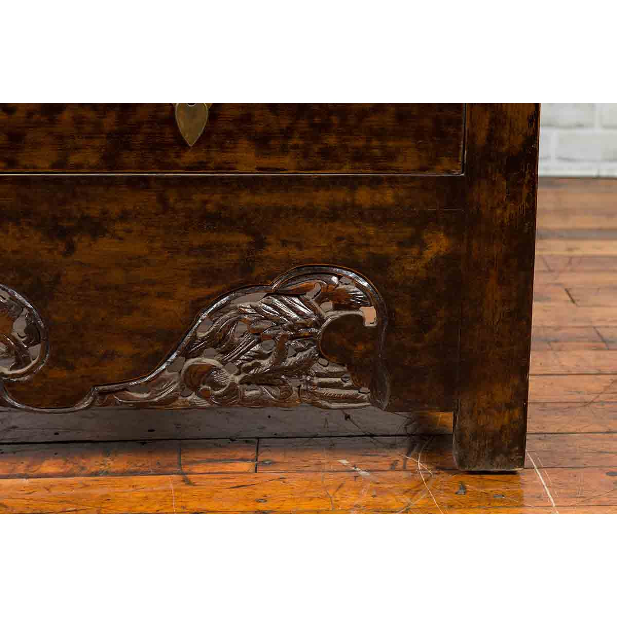Chinese Qing Dynasty 19th Century Dark Brown Elm Cabinet with Doors and Drawers-10. Asian & Chinese Furniture, Art, Antiques, Vintage Home Décor for sale at FEA Home