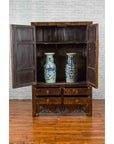 Chinese Qing Dynasty 19th Century Dark Brown Elm Cabinet with Doors and Drawers-4. Asian & Chinese Furniture, Art, Antiques, Vintage Home Décor for sale at FEA Home