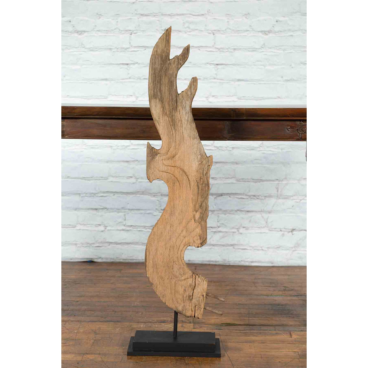 Thai Hand-Carved Wooden Temple Dragon Sculpture Mounted on Custom Black Base-13. Asian & Chinese Furniture, Art, Antiques, Vintage Home Décor for sale at FEA Home