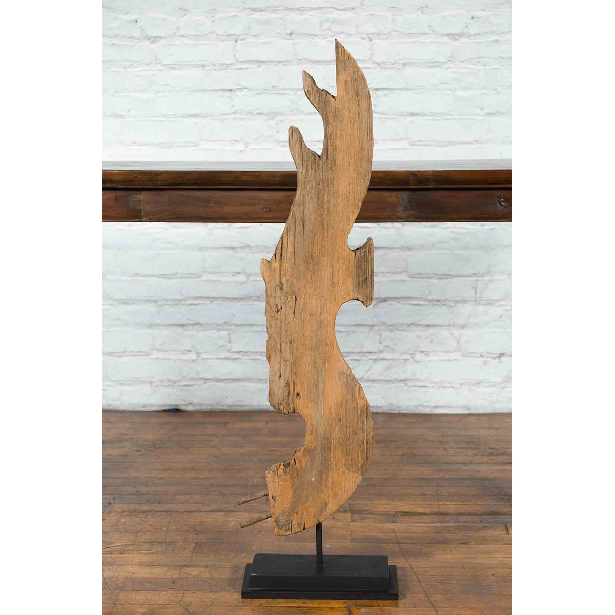 Thai Hand-Carved Wooden Temple Dragon Sculpture Mounted on Custom Black Base-4. Asian & Chinese Furniture, Art, Antiques, Vintage Home Décor for sale at FEA Home