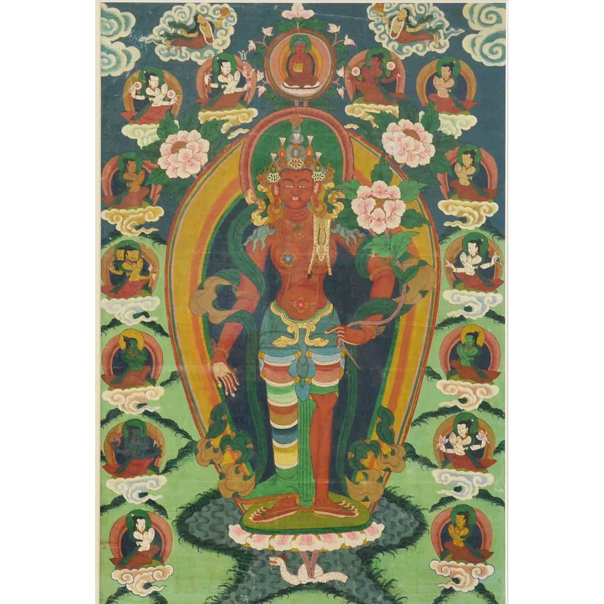 Indian Ceremonial Hindu Deity Hand-Painted on Canvas in Gilded Frame-4. Asian & Chinese Furniture, Art, Antiques, Vintage Home Décor for sale at FEA Home