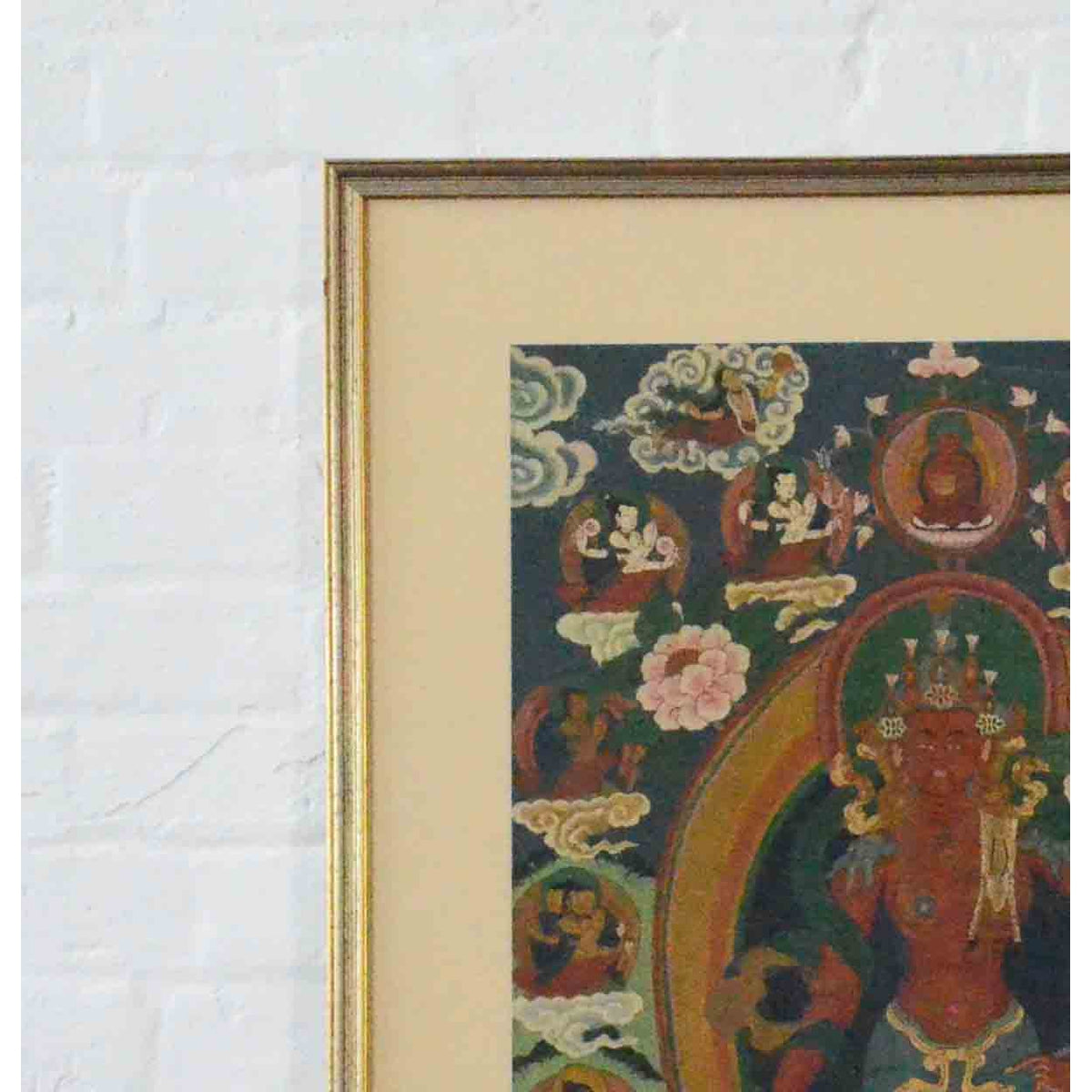 Indian Ceremonial Hindu Deity Hand-Painted on Canvas in Gilded Frame-3. Asian & Chinese Furniture, Art, Antiques, Vintage Home Décor for sale at FEA Home