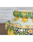 Large Hand-Painted Yellow and Green Jar with Lemons and Scrolling Foliage-11. Asian & Chinese Furniture, Art, Antiques, Vintage Home Décor for sale at FEA Home