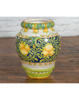 Large Hand-Painted Yellow and Green Jar with Lemons and Scrolling Foliage-15. Asian & Chinese Furniture, Art, Antiques, Vintage Home Décor for sale at FEA Home