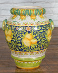 Large Hand-Painted Yellow and Green Jar with Lemons and Scrolling Foliage-3. Asian & Chinese Furniture, Art, Antiques, Vintage Home Décor for sale at FEA Home