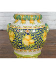 Large Hand-Painted Yellow and Green Jar with Lemons and Scrolling Foliage-6. Asian & Chinese Furniture, Art, Antiques, Vintage Home Décor for sale at FEA Home