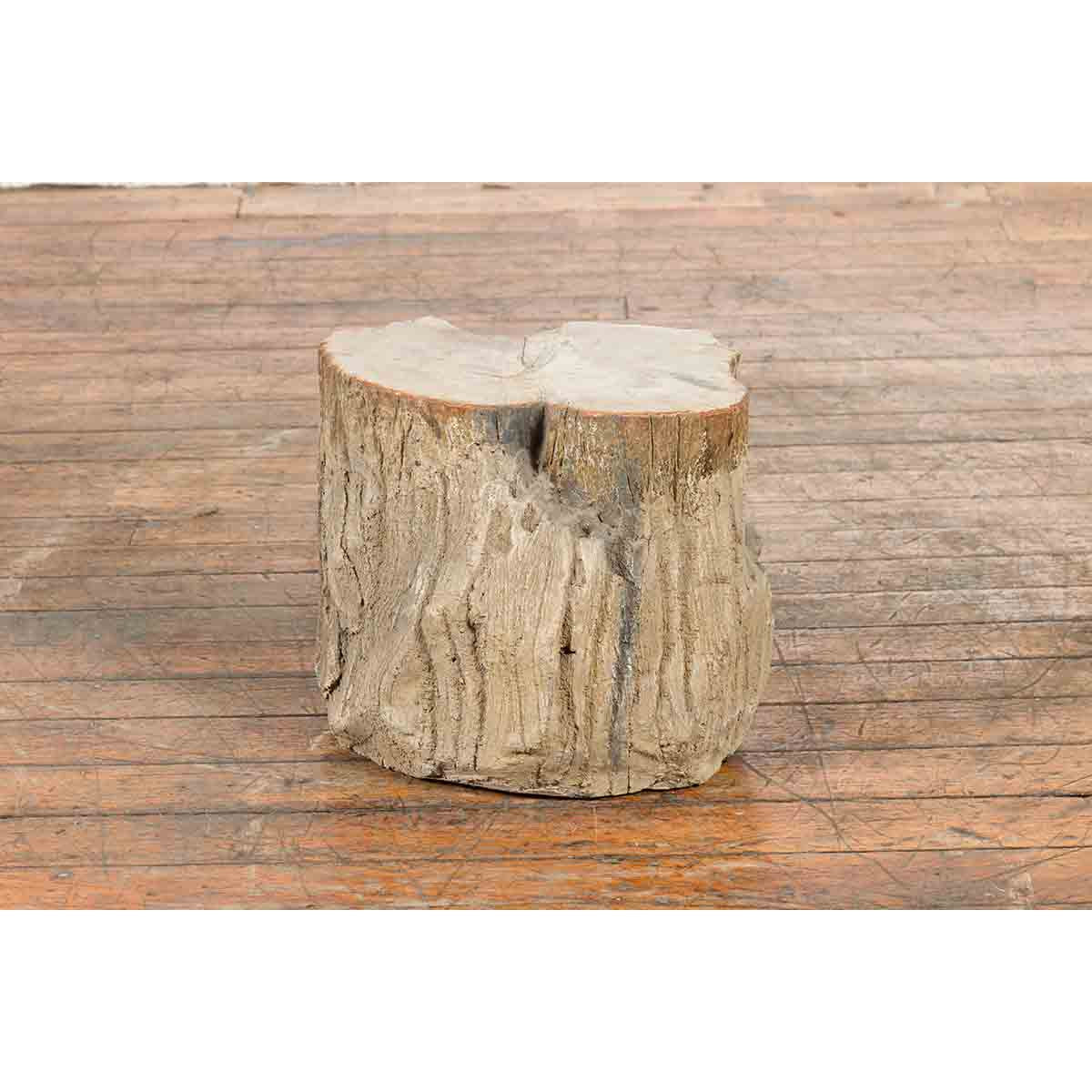 Antique Petrified Wood Tree Stump Drinks Table or Stool Covered in Gesso-4. Asian & Chinese Furniture, Art, Antiques, Vintage Home Décor for sale at FEA Home
