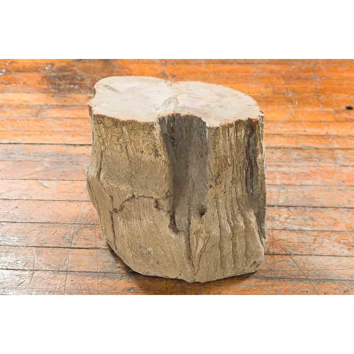 Antique Petrified Wood Tree Stump Drinks Table or Stool Covered in Gesso-7. Asian & Chinese Furniture, Art, Antiques, Vintage Home Décor for sale at FEA Home