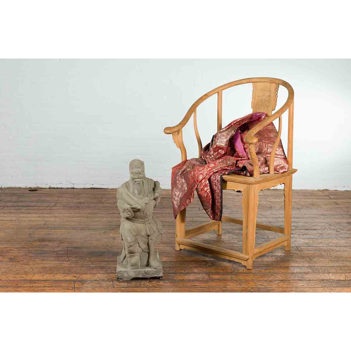 Vintage Chinese Carved Stone Sculpture Of A Monk-4. Asian & Chinese Furniture, Art, Antiques, Vintage Home Décor for sale at FEA Home