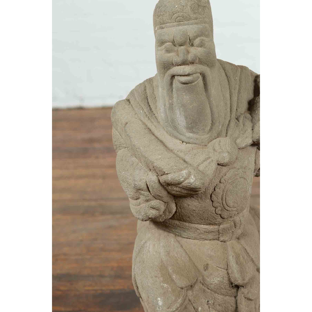 Vintage Chinese Carved Stone Sculpture Of A Monk-6. Asian & Chinese Furniture, Art, Antiques, Vintage Home Décor for sale at FEA Home
