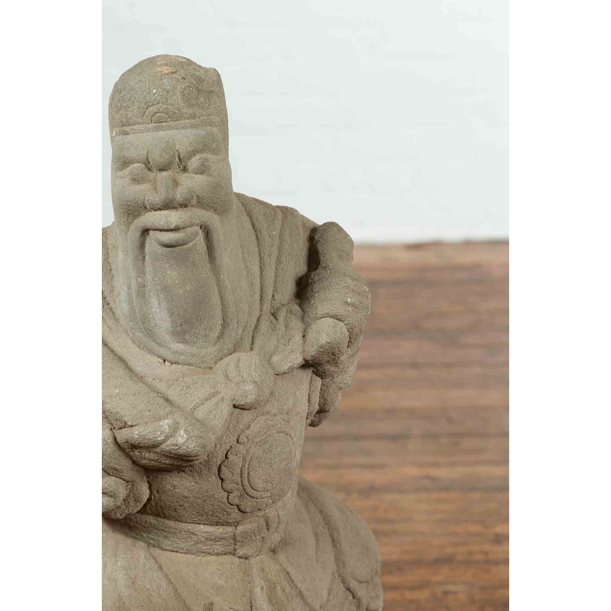 Vintage Chinese Carved Stone Sculpture Of A Monk-8. Asian & Chinese Furniture, Art, Antiques, Vintage Home Décor for sale at FEA Home