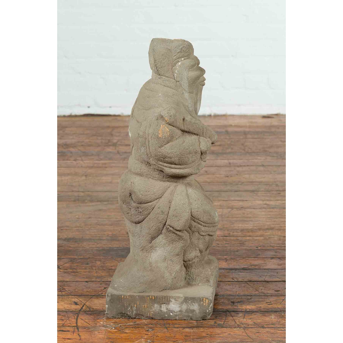 Vintage Chinese Carved Stone Sculpture Of A Monk-9. Asian & Chinese Furniture, Art, Antiques, Vintage Home Décor for sale at FEA Home