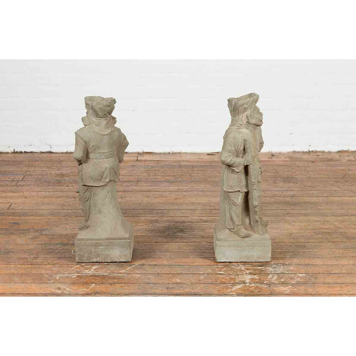 Two Vintage Carved Stone Sculptures of Soldiers from the British Indian Army-11. Asian & Chinese Furniture, Art, Antiques, Vintage Home Décor for sale at FEA Home