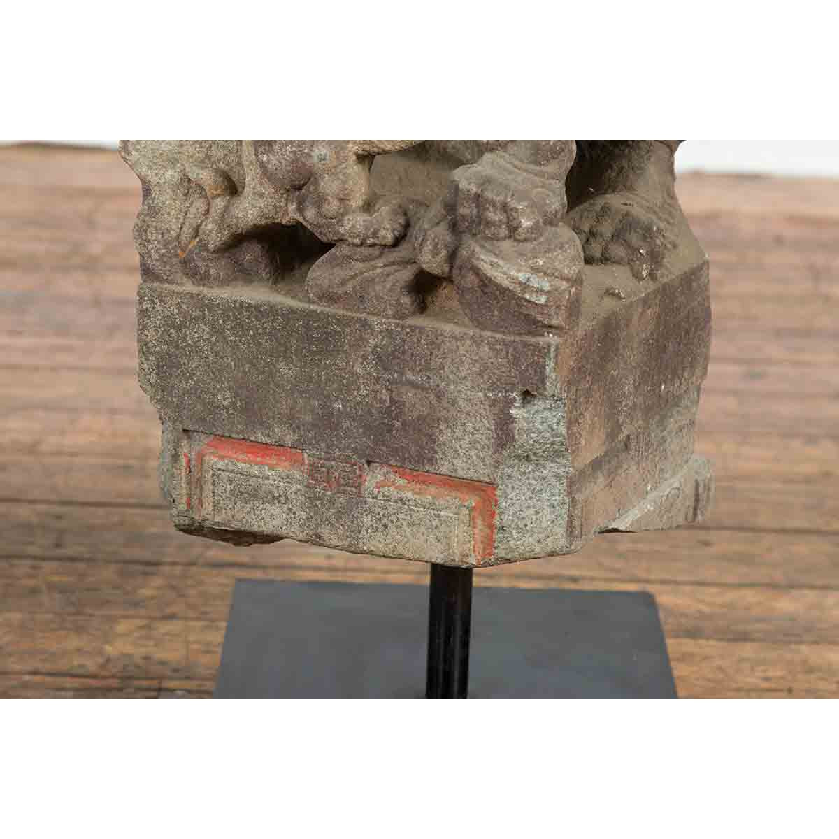 Chinese Qing Dynasty 19th Century Hand-Carved Foo Dog Sculpture Mounted on Base-9. Asian & Chinese Furniture, Art, Antiques, Vintage Home Décor for sale at FEA Home