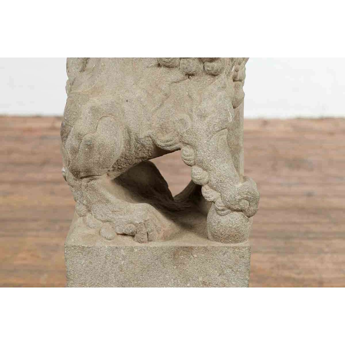 Chinese Qing Dynasty Mid 19th Century Hand-Carved Foo Dog Temple Decoration-7. Asian & Chinese Furniture, Art, Antiques, Vintage Home Décor for sale at FEA Home