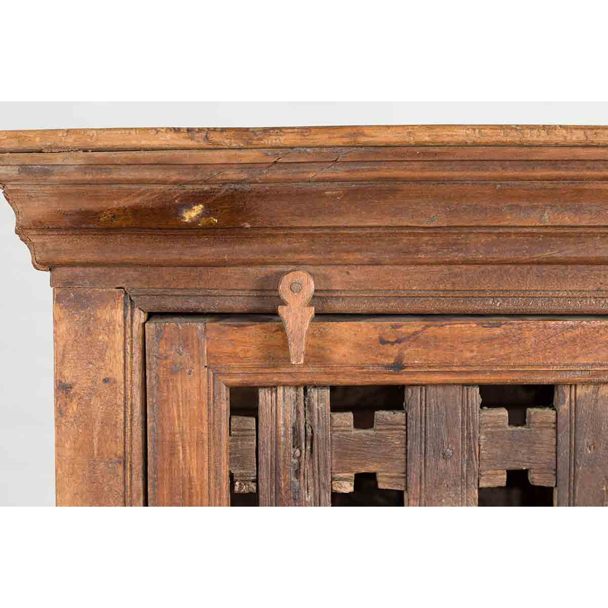 19th Century Indian Wooden Cabinet with Single Fretwork Door and Brass Handle-8. Asian & Chinese Furniture, Art, Antiques, Vintage Home Décor for sale at FEA Home