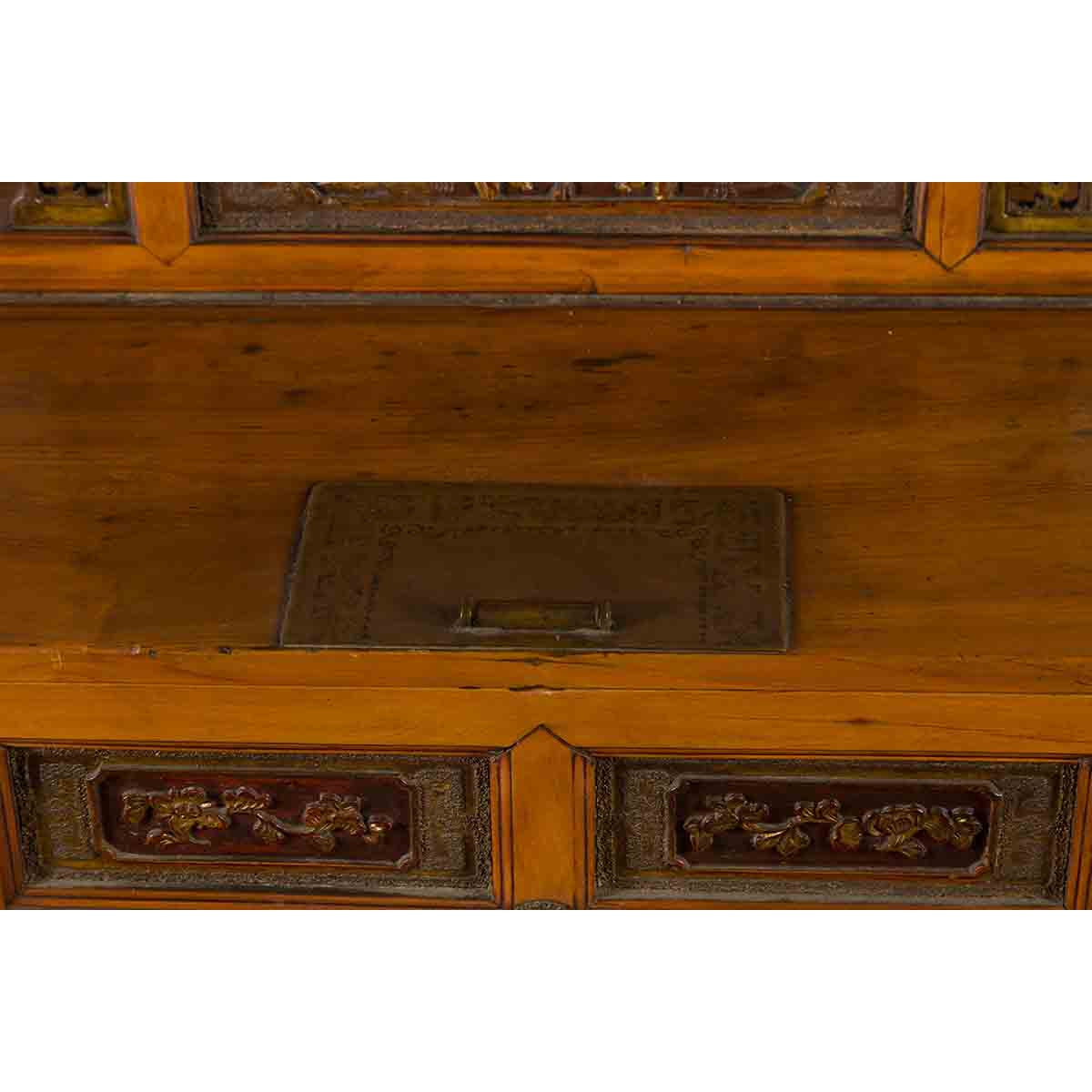 Chinese 19th Century Dowry Chest with Fretwork and Carved Gilt Characters-16. Asian & Chinese Furniture, Art, Antiques, Vintage Home Décor for sale at FEA Home