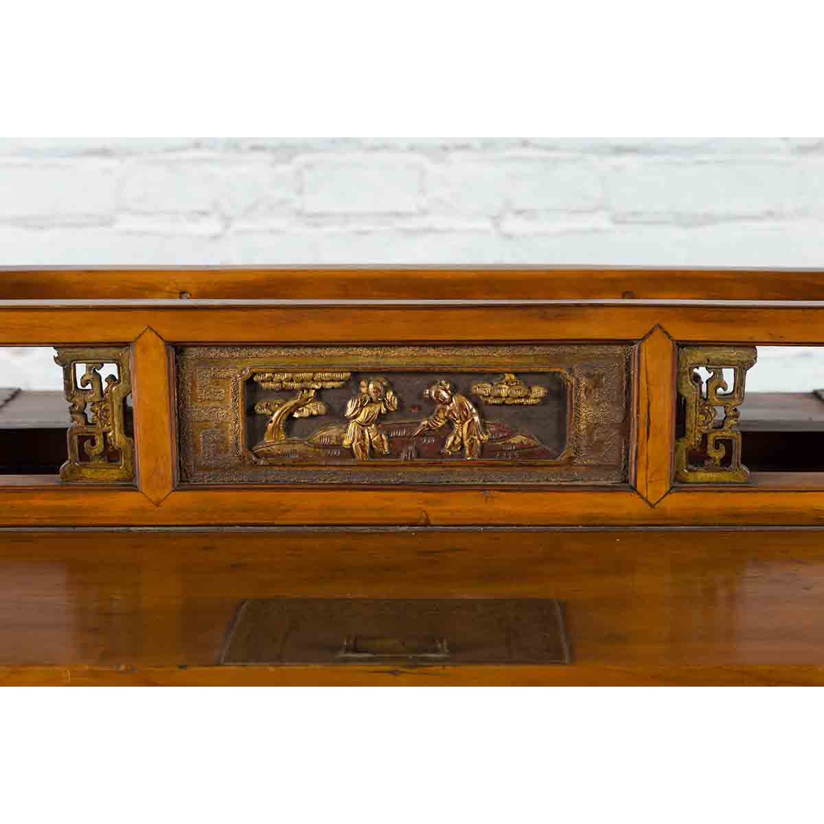 Chinese 19th Century Dowry Chest with Fretwork and Carved Gilt Characters-7. Asian & Chinese Furniture, Art, Antiques, Vintage Home Décor for sale at FEA Home