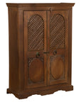 Indian Vintage Wooden Cabinet with Lattice Motifs and Carved Panels-1. Asian & Chinese Furniture, Art, Antiques, Vintage Home Décor for sale at FEA Home