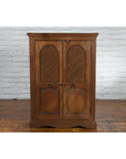 Indian Vintage Wooden Cabinet with Lattice Motifs and Carved Panels-4. Asian & Chinese Furniture, Art, Antiques, Vintage Home Décor for sale at FEA Home
