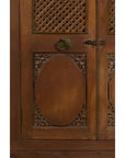 Indian Vintage Wooden Cabinet with Lattice Motifs and Carved Panels-8. Asian & Chinese Furniture, Art, Antiques, Vintage Home Décor for sale at FEA Home