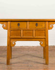 Chinese 19th Century Qing Dynasty Elm Table with Carved Spandrels and Drawers-2. Asian & Chinese Furniture, Art, Antiques, Vintage Home Décor for sale at FEA Home
