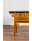Chinese 19th Century Qing Dynasty Elm Table with Carved Spandrels and Drawers-4. Asian & Chinese Furniture, Art, Antiques, Vintage Home Décor for sale at FEA Home