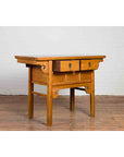 Chinese 19th Century Qing Dynasty Elm Table with Carved Spandrels and Drawers-6. Asian & Chinese Furniture, Art, Antiques, Vintage Home Décor for sale at FEA Home