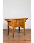 Chinese 19th Century Qing Dynasty Elm Table with Carved Spandrels and Drawers-8. Asian & Chinese Furniture, Art, Antiques, Vintage Home Décor for sale at FEA Home