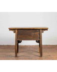 Chinese 19th Century Qing Dynasty Elm Table with Carved Spandrels and Drawers-10. Asian & Chinese Furniture, Art, Antiques, Vintage Home Décor for sale at FEA Home