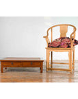 Chinese Vintage Low Elmwood Table with Rattan Inset Top and Two Drawers-3. Asian & Chinese Furniture, Art, Antiques, Vintage Home Décor for sale at FEA Home