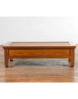 Chinese Vintage Low Elmwood Table with Rattan Inset Top and Two Drawers-14. Asian & Chinese Furniture, Art, Antiques, Vintage Home Décor for sale at FEA Home
