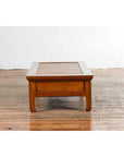 Chinese Vintage Low Elmwood Table with Rattan Inset Top and Two Drawers-15. Asian & Chinese Furniture, Art, Antiques, Vintage Home Décor for sale at FEA Home