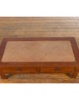Chinese Vintage Low Elmwood Table with Rattan Inset Top and Two Drawers-7. Asian & Chinese Furniture, Art, Antiques, Vintage Home Décor for sale at FEA Home