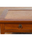 Chinese Vintage Low Elmwood Table with Rattan Inset Top and Two Drawers-8. Asian & Chinese Furniture, Art, Antiques, Vintage Home Décor for sale at FEA Home
