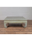 Vintage Thai Teak Coffee Table with Mint Green Distressed Finish and Chow Legs-5. Asian & Chinese Furniture, Art, Antiques, Vintage Home Décor for sale at FEA Home