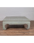 Vintage Thai Teak Coffee Table with Mint Green Distressed Finish and Chow Legs-6. Asian & Chinese Furniture, Art, Antiques, Vintage Home Décor for sale at FEA Home