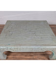 Vintage Thai Teak Coffee Table with Mint Green Distressed Finish and Chow Legs-7. Asian & Chinese Furniture, Art, Antiques, Vintage Home Décor for sale at FEA Home