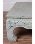 Vintage Thai Teak Coffee Table with Mint Green Distressed Finish and Chow Legs-10. Asian & Chinese Furniture, Art, Antiques, Vintage Home Décor for sale at FEA Home