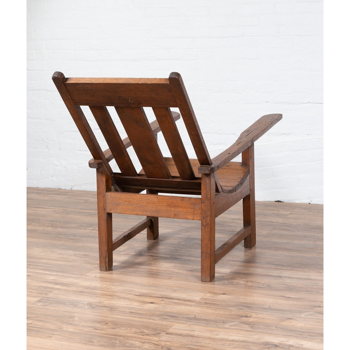 Antique Indonesian Teak Plantation Lounge Chair from Madura with Slanted Back-9. Asian & Chinese Furniture, Art, Antiques, Vintage Home Décor for sale at FEA Home